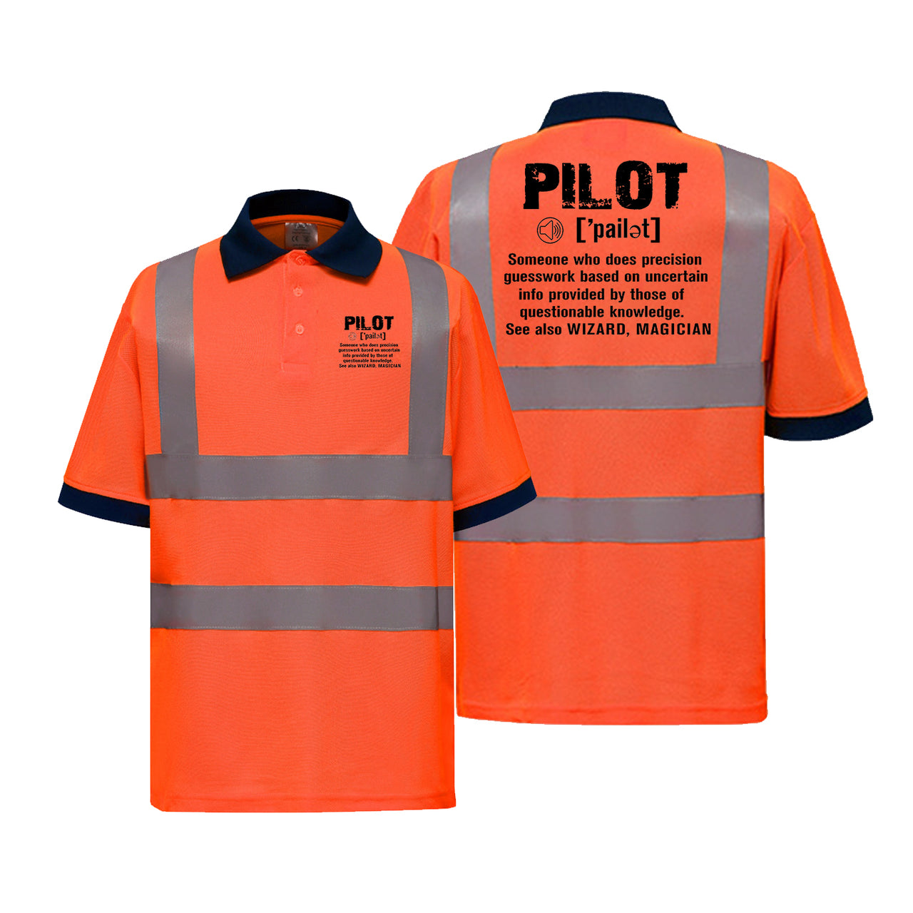 Pilot [Noun] Designed Reflective Polo T-Shirts