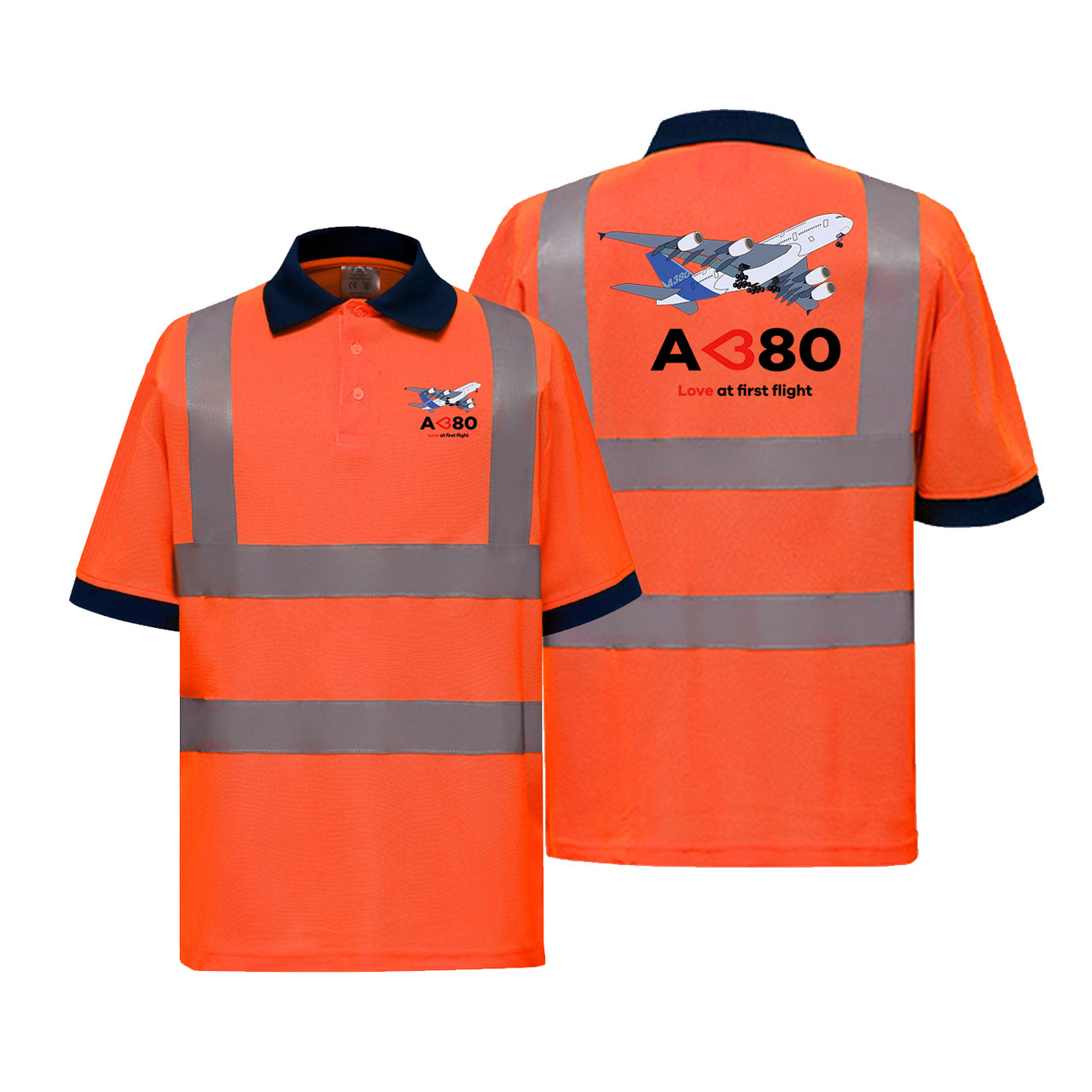 Airbus A380 Love at first flight Designed Reflective Polo T-Shirts