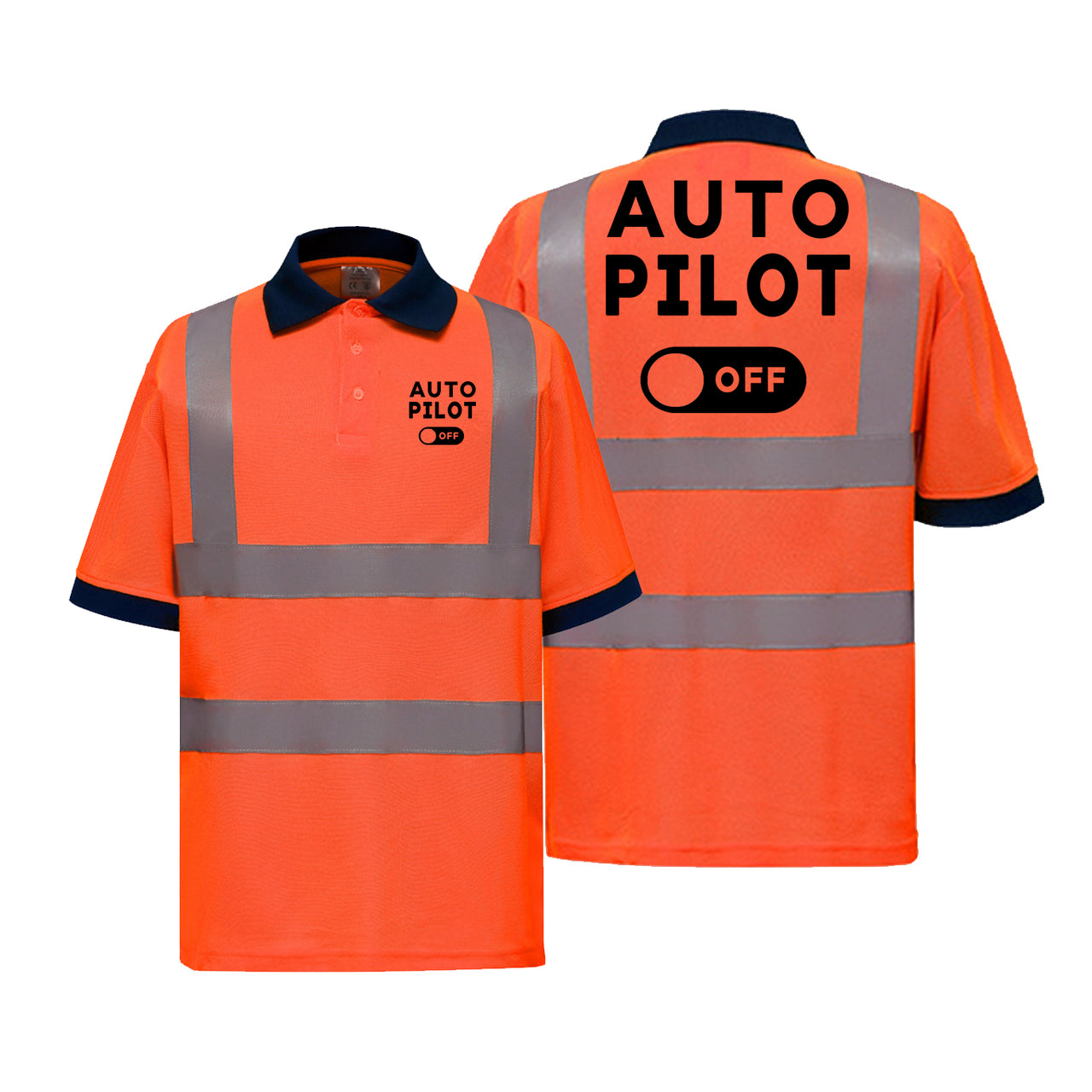 Auto Pilot Off Designed Reflective Polo T-Shirts