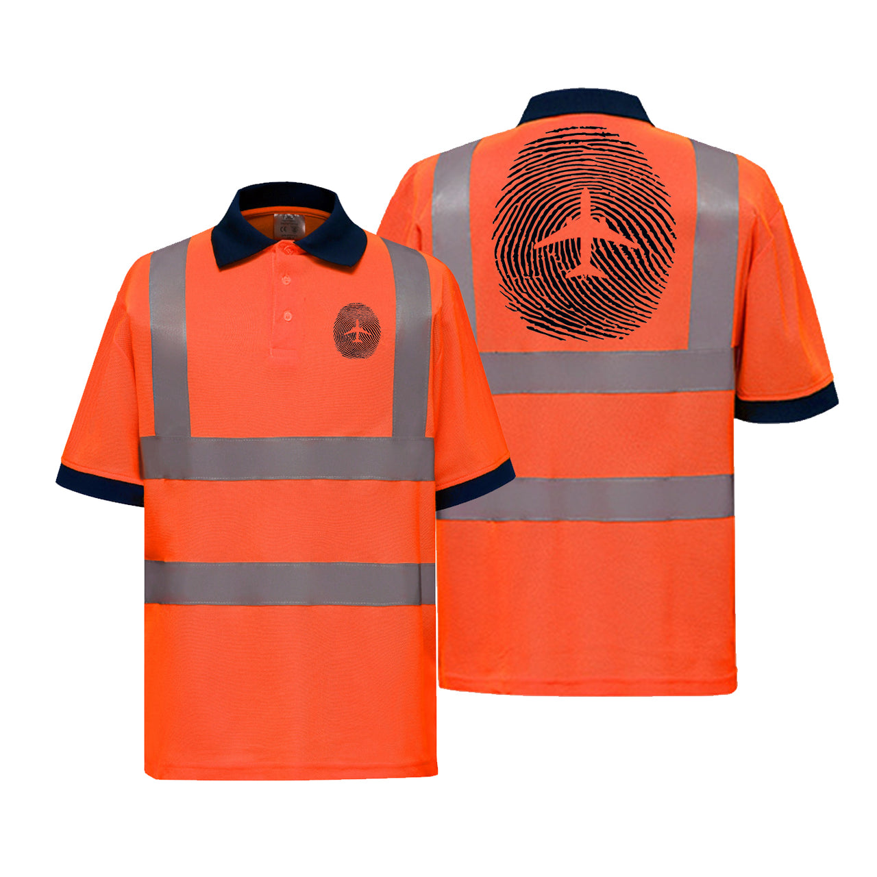 Aviation Finger Print Designed Reflective Polo T-Shirts