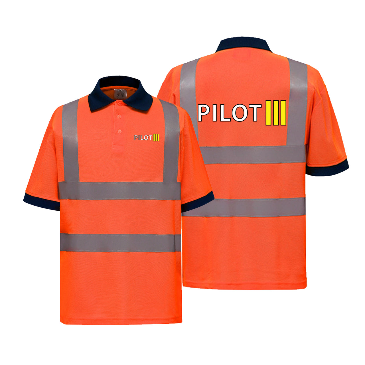 Pilot & Stripes (3 Lines) Designed Reflective Polo T-Shirts