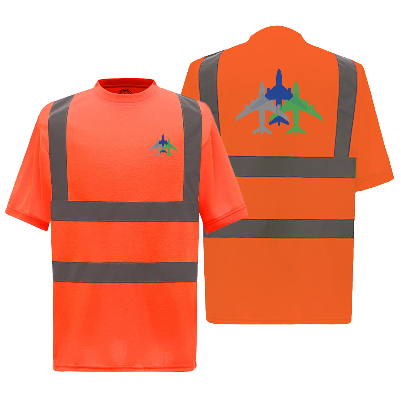 Colourful 3 Airplanes Designed Reflective T-Shirts