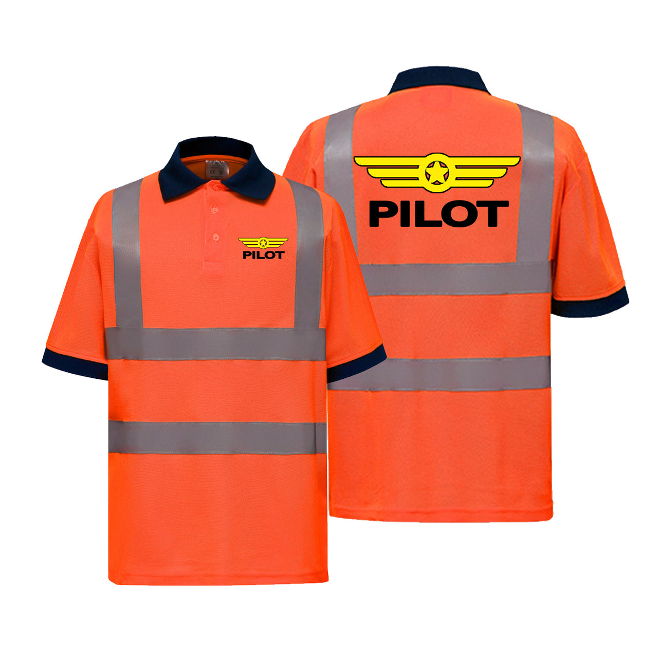 Pilot & Badge Designed Reflective Polo T-Shirts