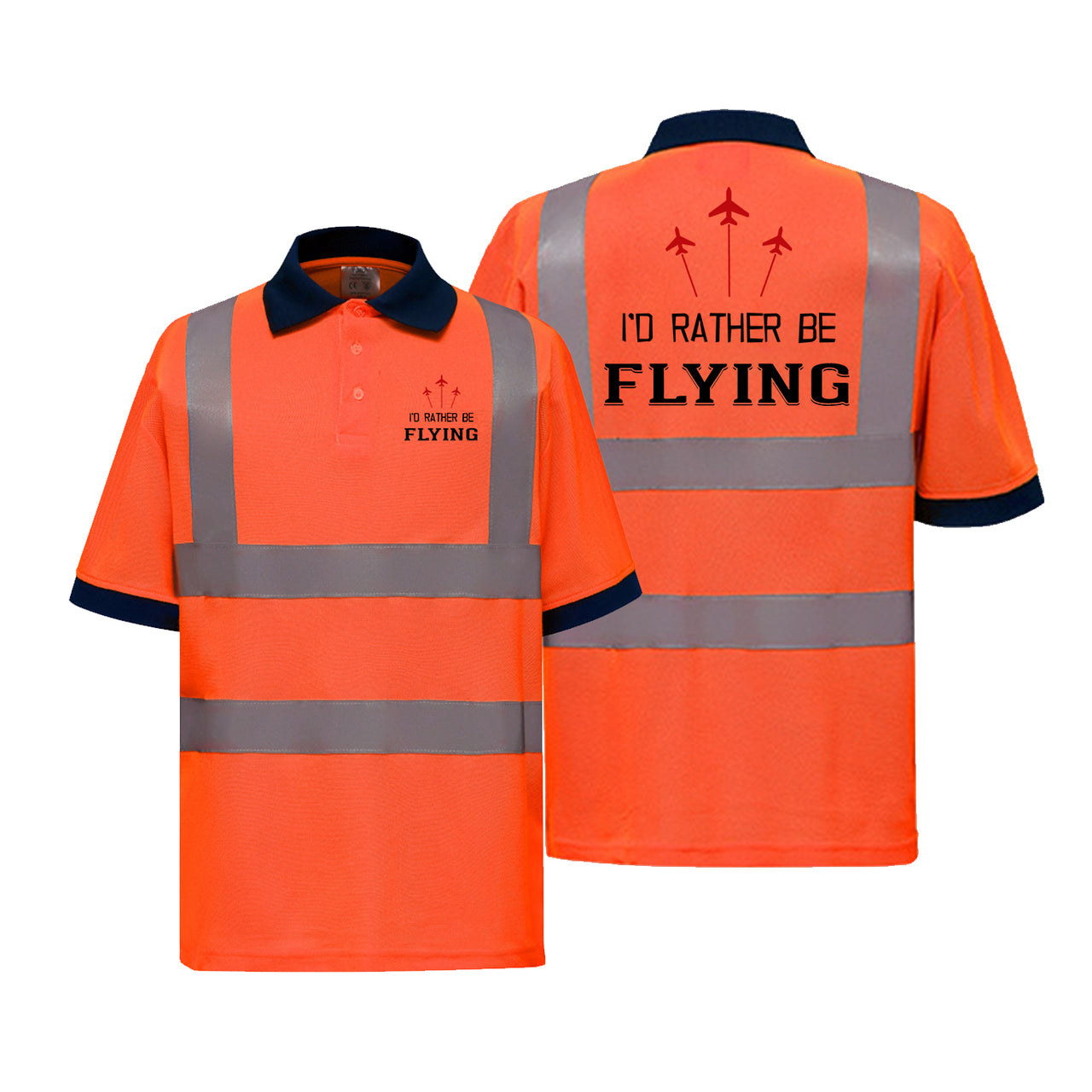 I'D Rather Be Flying Designed Reflective Polo T-Shirts