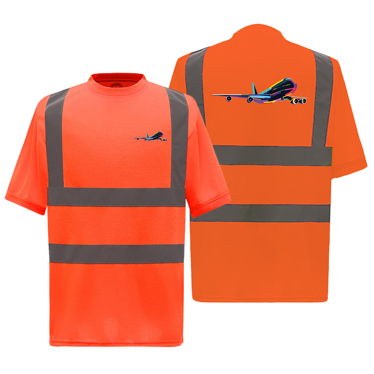 Multicolor Airplane Designed Reflective T-Shirts