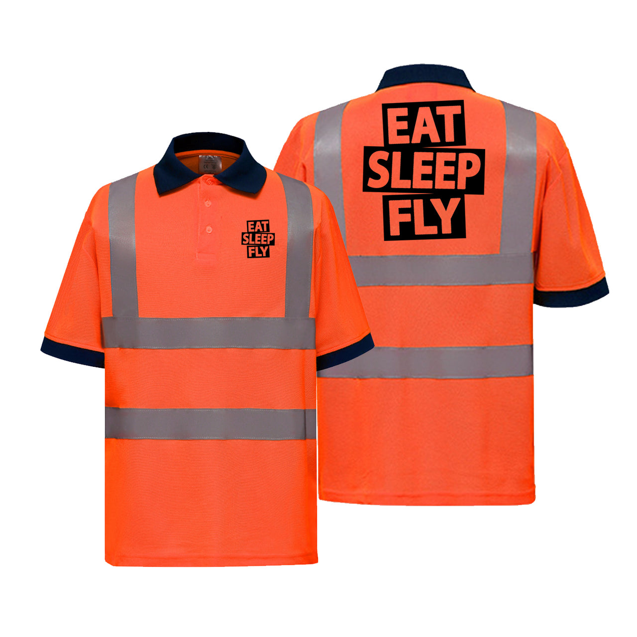 Eat Sleep Fly Designed Reflective Polo T-Shirts