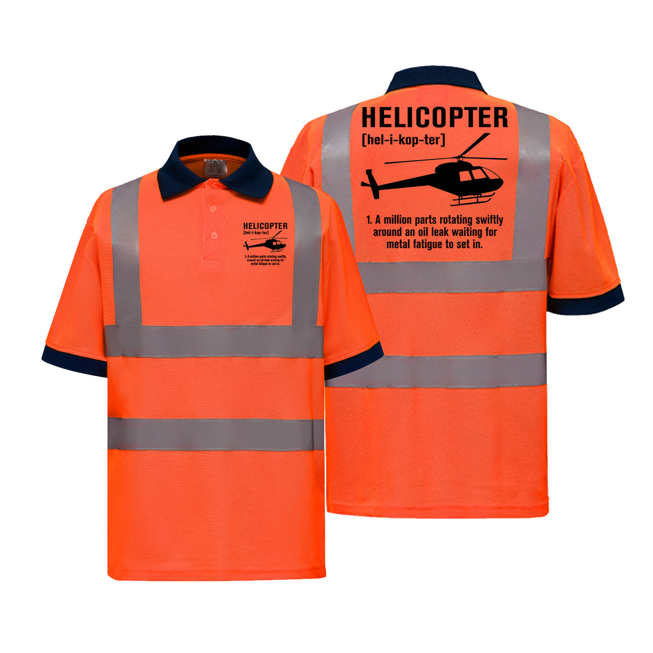 Helicopter [Noun] Designed Reflective Polo T-Shirts