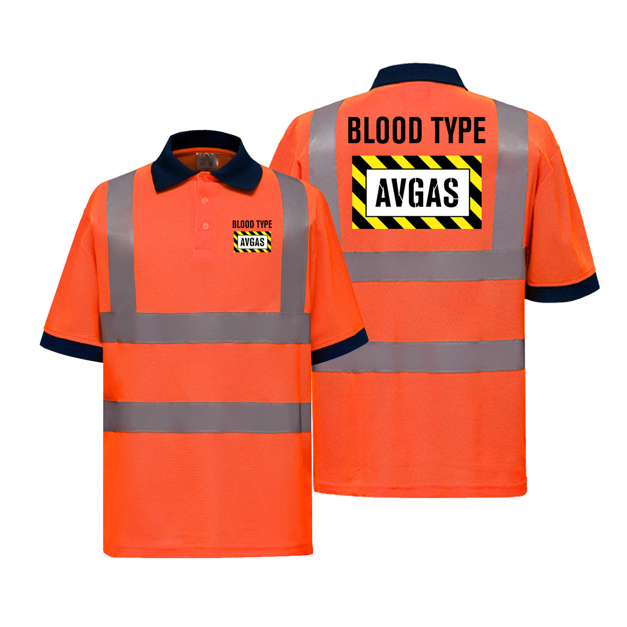 Blood Type AVGAS Designed Reflective Polo T-Shirts