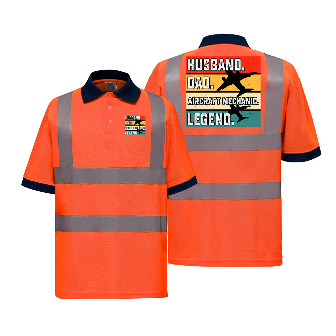 Husband & Dad & Aircraft Mechanic & Legend Designed Reflective Polo T-Shirts