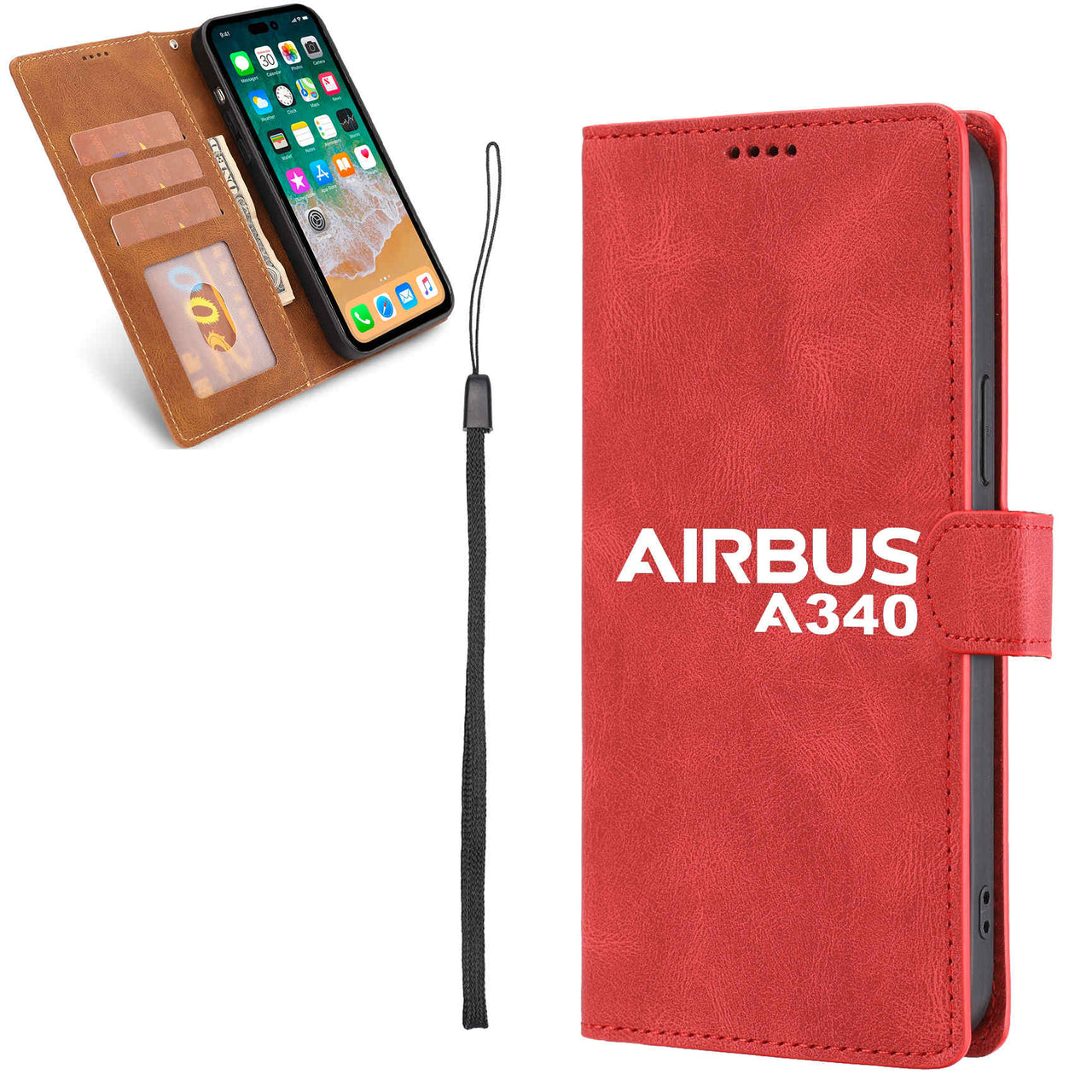 Airbus A340 & Text Designed Leather Samsung S & Note Cases