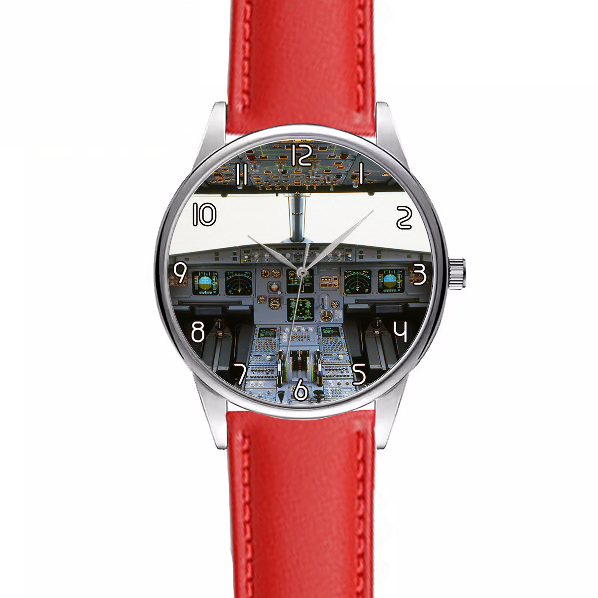 Airbus A320 Cockpit (Wide) Designed Fashion Leather Strap Watches