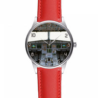 Thumbnail for Airbus A320 Cockpit (Wide) Designed Fashion Leather Strap Watches