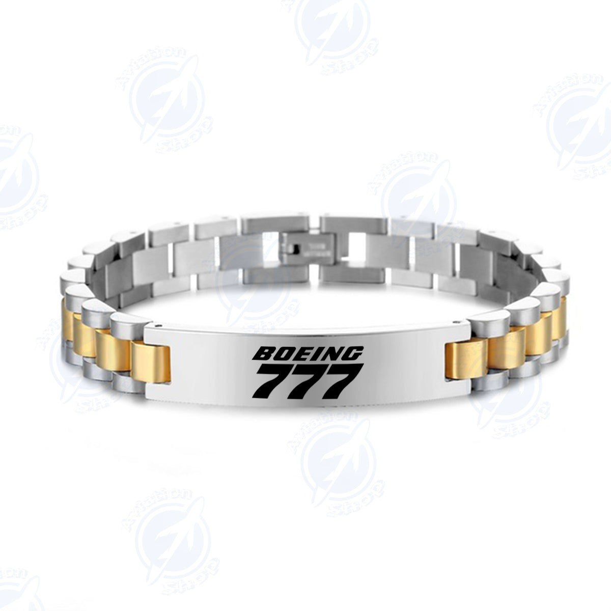 Boeing 777 & Text Designed Stainless Steel Chain Bracelets