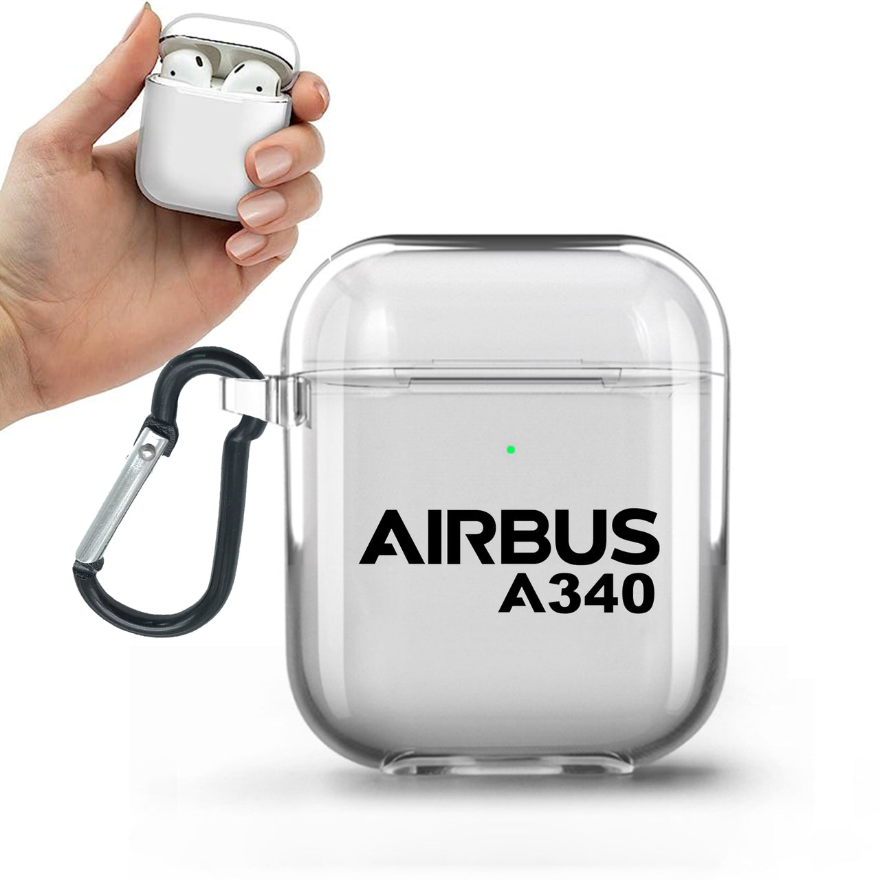 Airbus A340 & Text Designed Transparent Earphone AirPods Cases