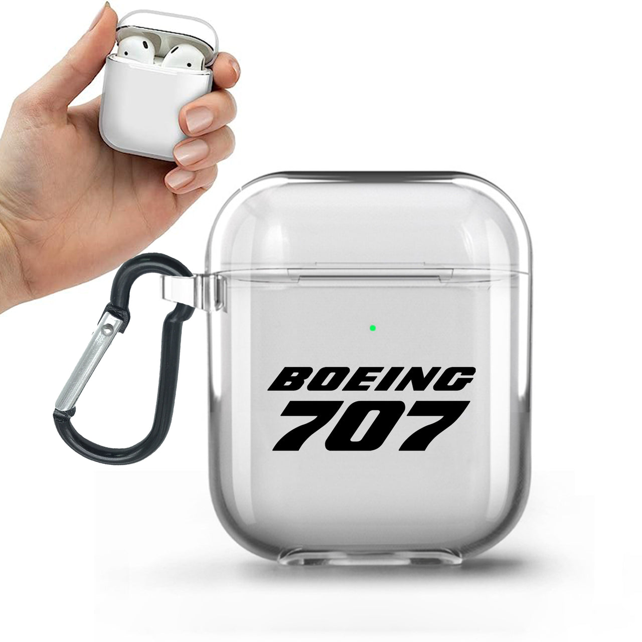 Boeing 707 & Text Designed Transparent Earphone AirPods Cases