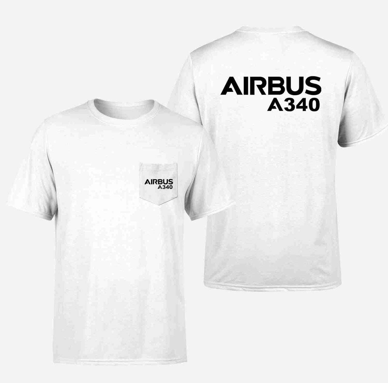 Airbus A340 & Text Designed Pocket T-Shirts