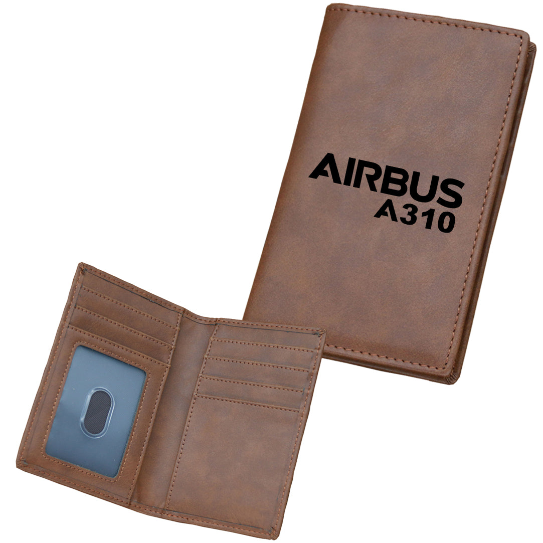 Airbus A310 & Text Designed Leather Card Holder Wallets