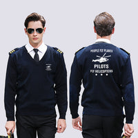 Thumbnail for People Fly Planes Pilots Fly Helicopters Designed Wool Pilot Sweaters