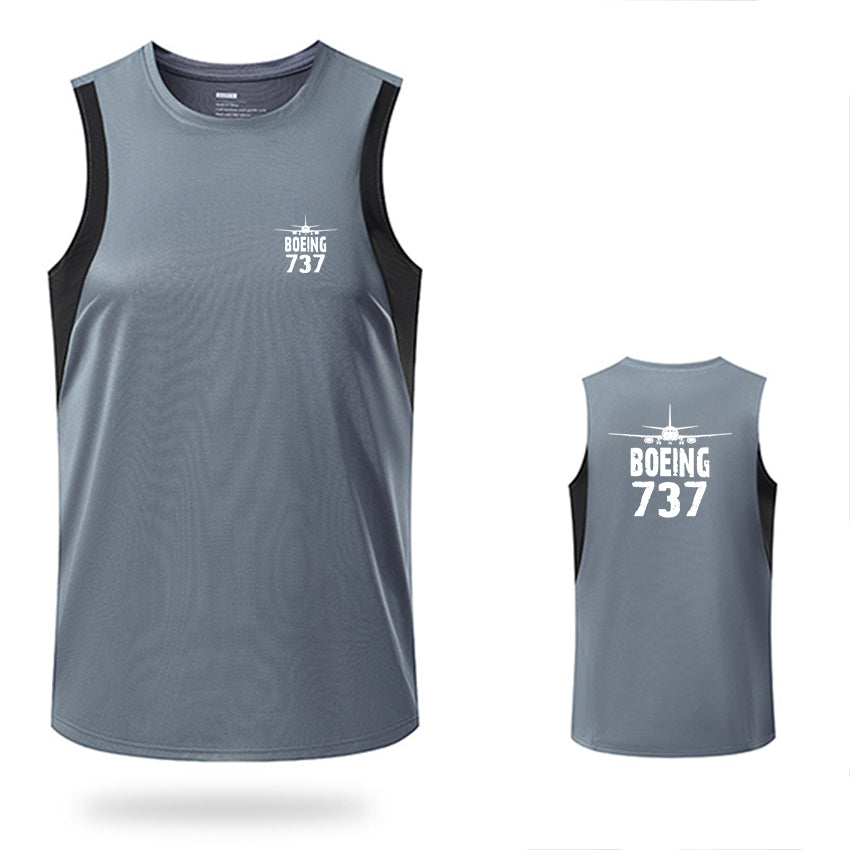 Boeing 737 & Plane Designed Men Sleeveless T-shirt Quick Dry Vests