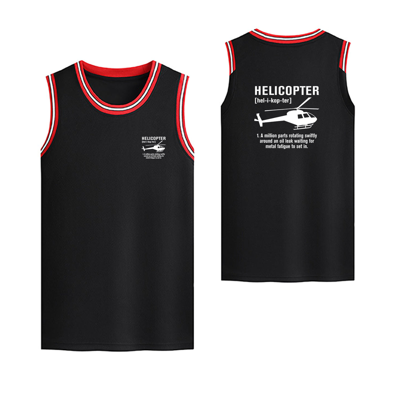 Helicopter [Noun] Designed Basketball Style Sports Tank Tops