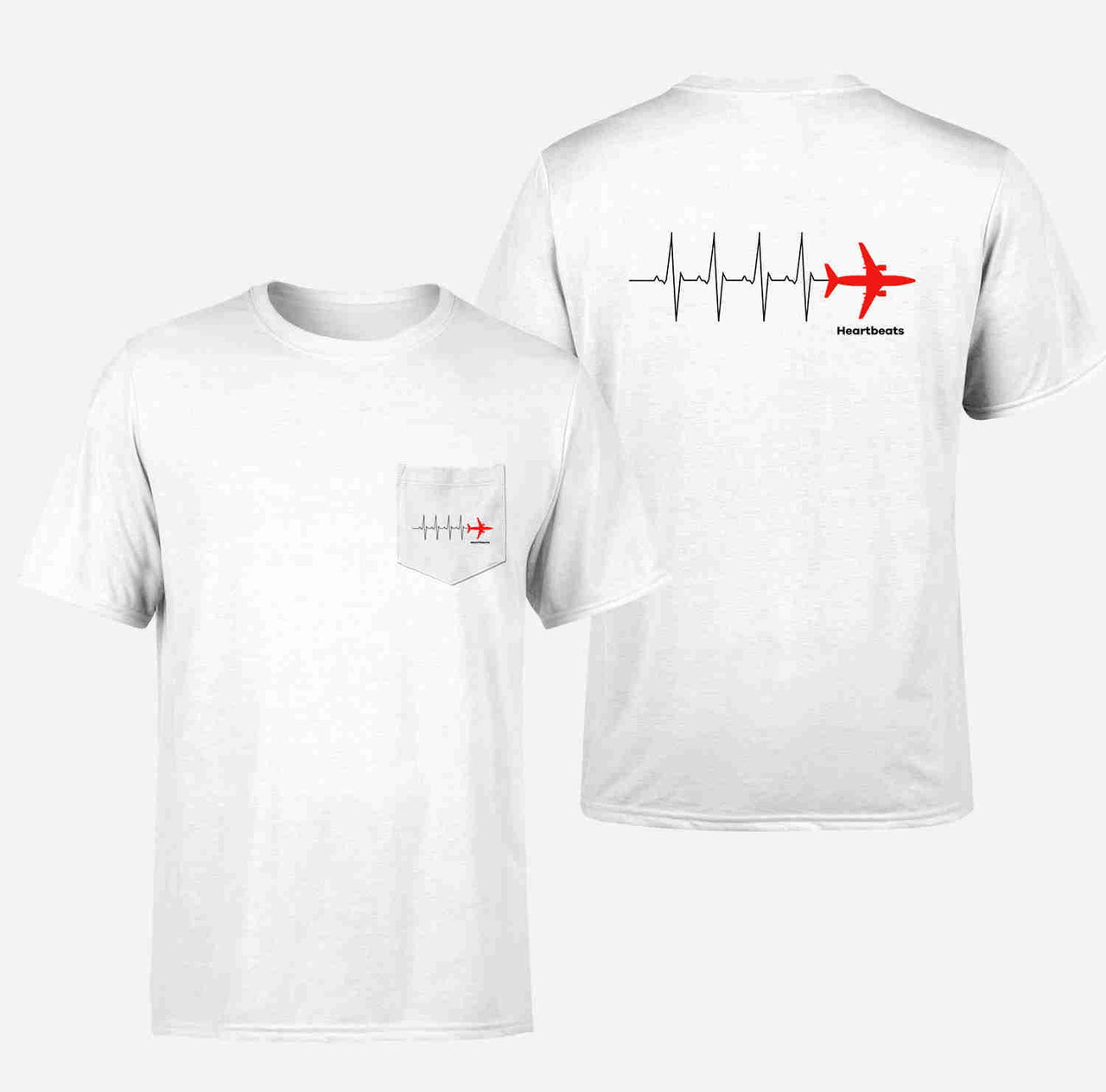 Aviation Heartbeats Designed Pocket T-Shirts