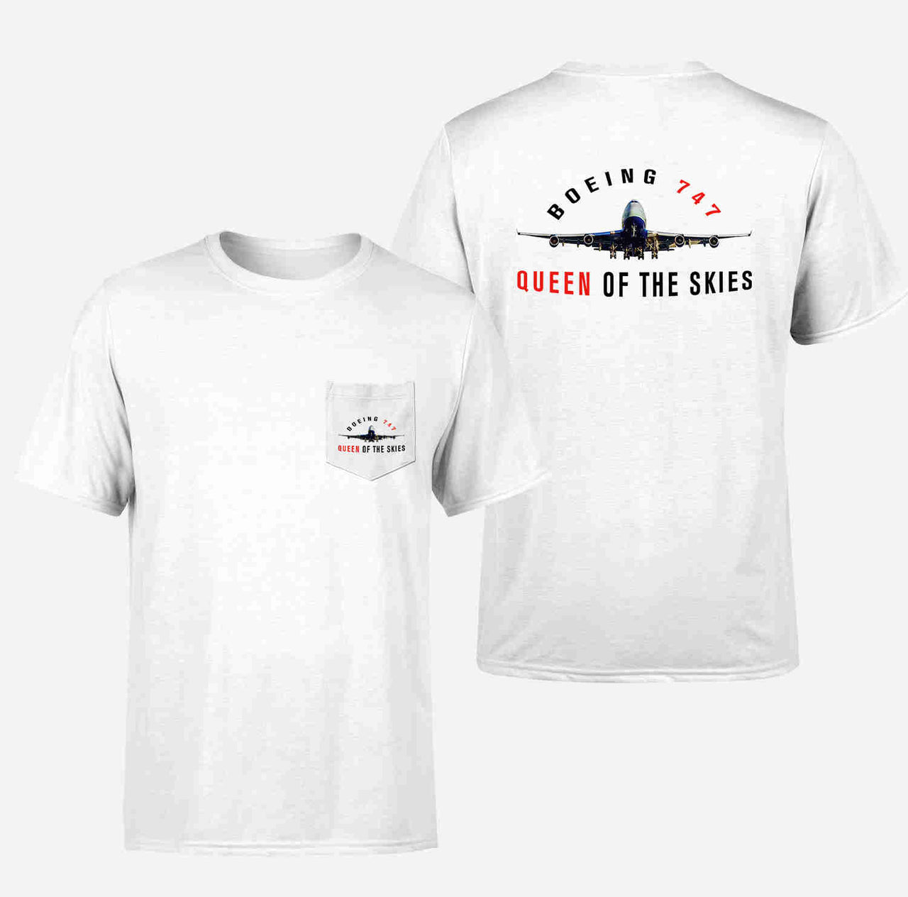 Boeing 747 Queen of the Skies Designed Pocket T-Shirts