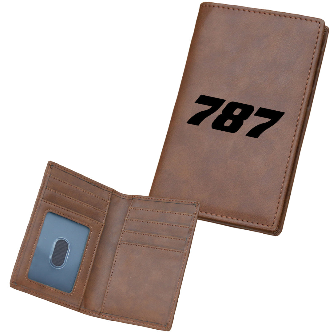 787 Flat Text Designed Leather Card Holder Wallets