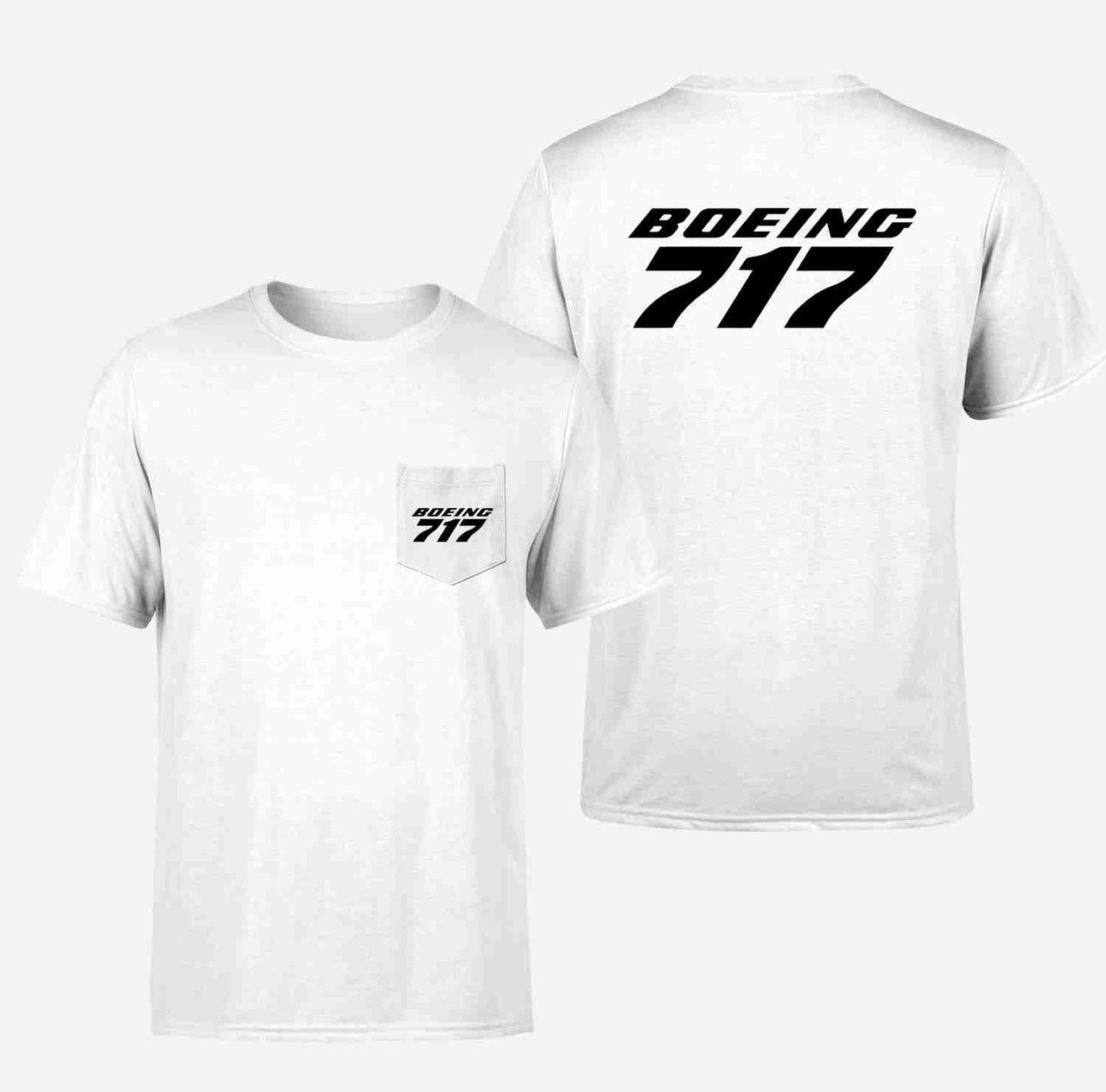 Boeing 717 & Text Designed Pocket T-Shirts