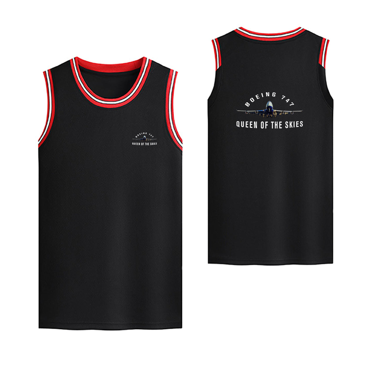 Boeing 747 Queen of the Skies Designed Basketball Style Sports Tank Tops