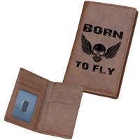 Thumbnail for Born To Fly SKELETON Designed Leather Card Holder Wallets