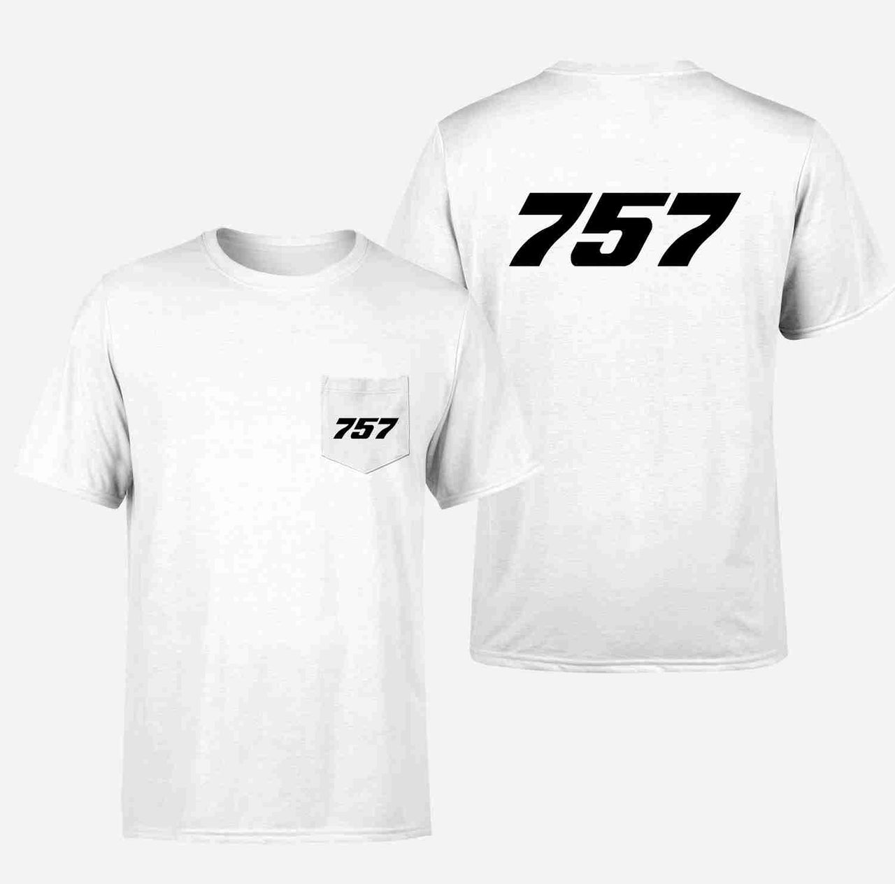 757 Flat Text Designed Pocket T-Shirts