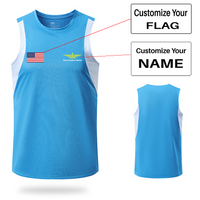 Thumbnail for Your Custom Name & Flag (Badge 3) Designed Sleveless Quick Dry Sports Tank Tops