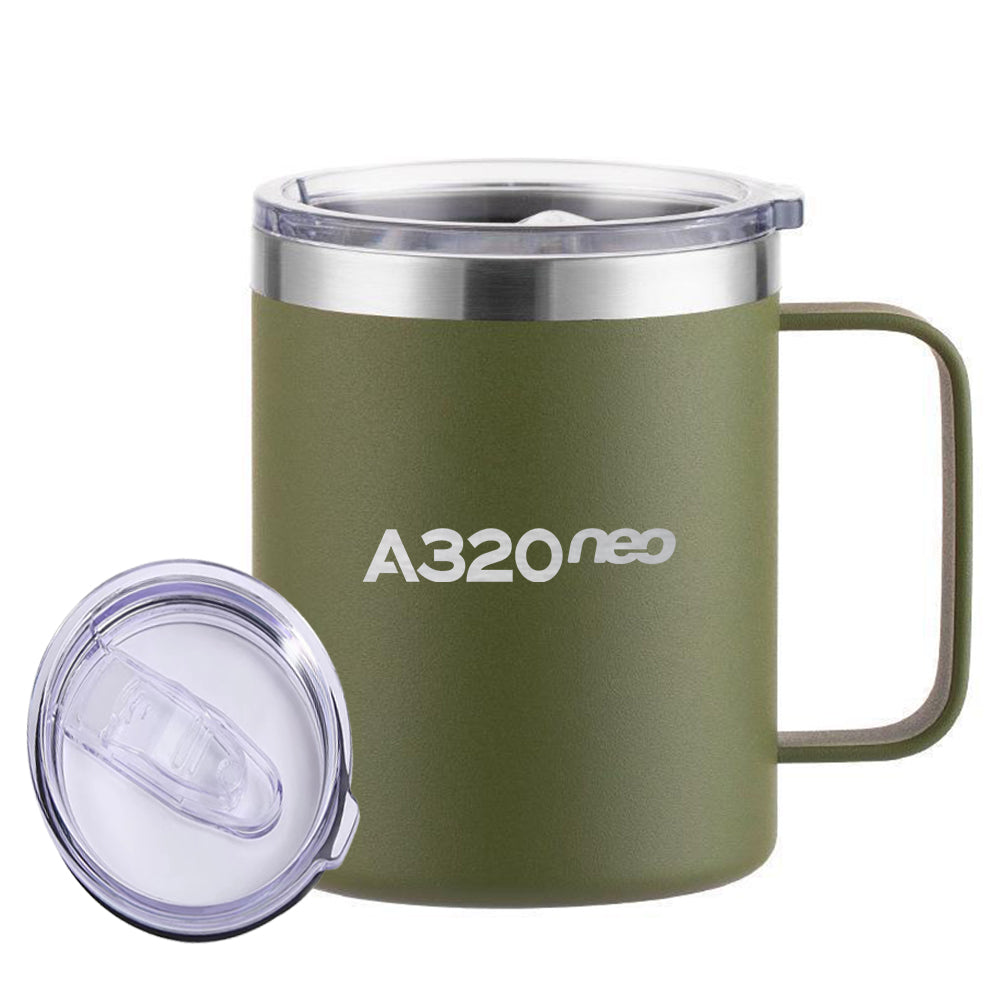 A320neo & Text Designed Stainless Steel Laser Engraved Mugs