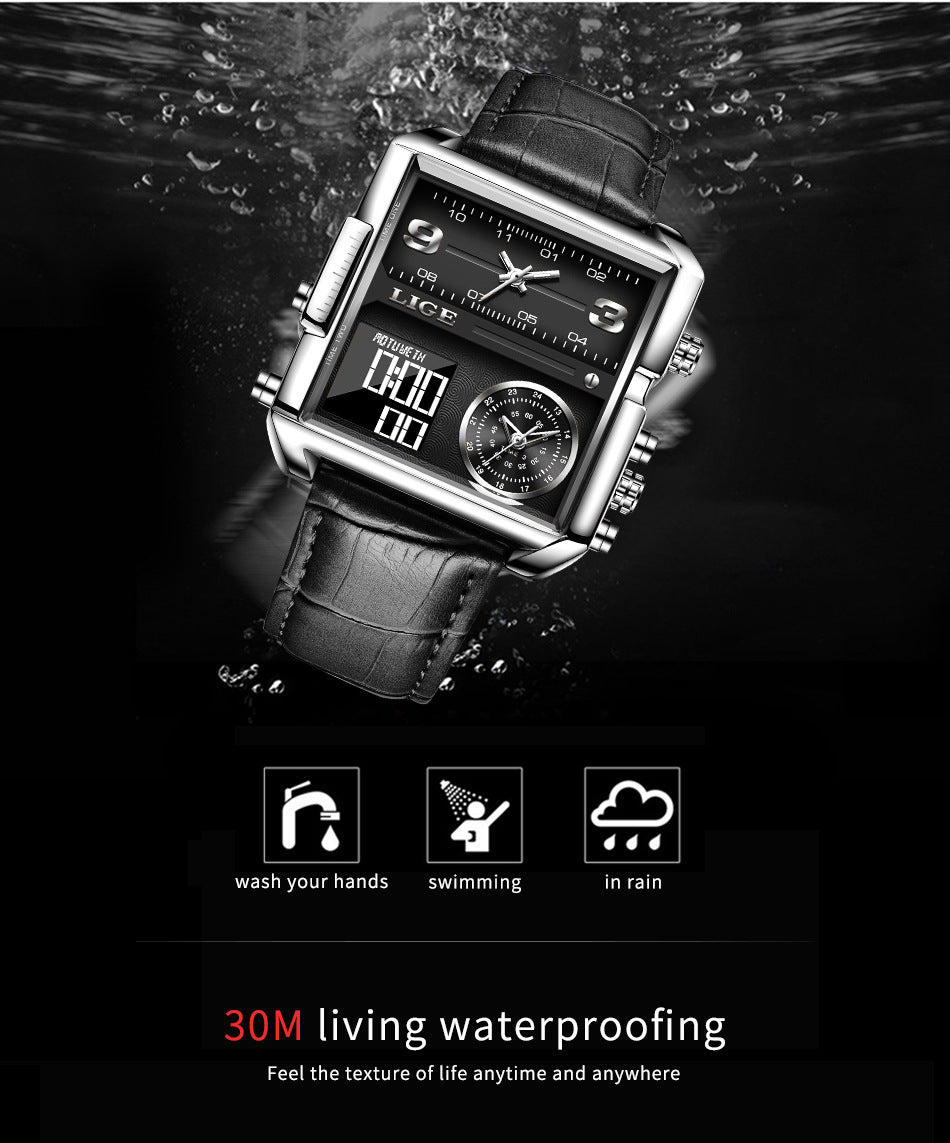 Waterproof Clock Quartz Analog Digital Sport  Watches LED Aviator Watch