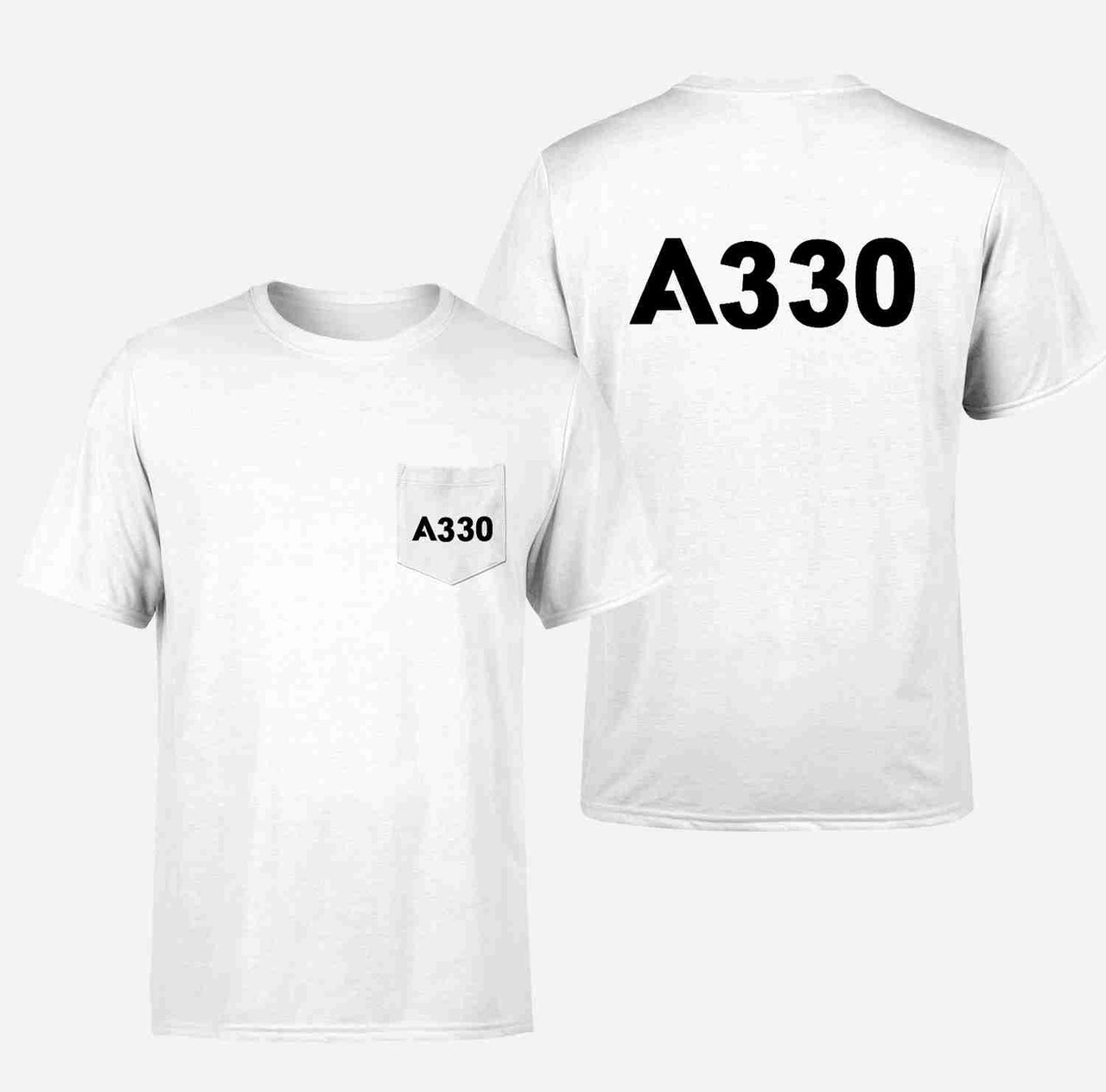 A330 Flat Text Designed Pocket T-Shirts