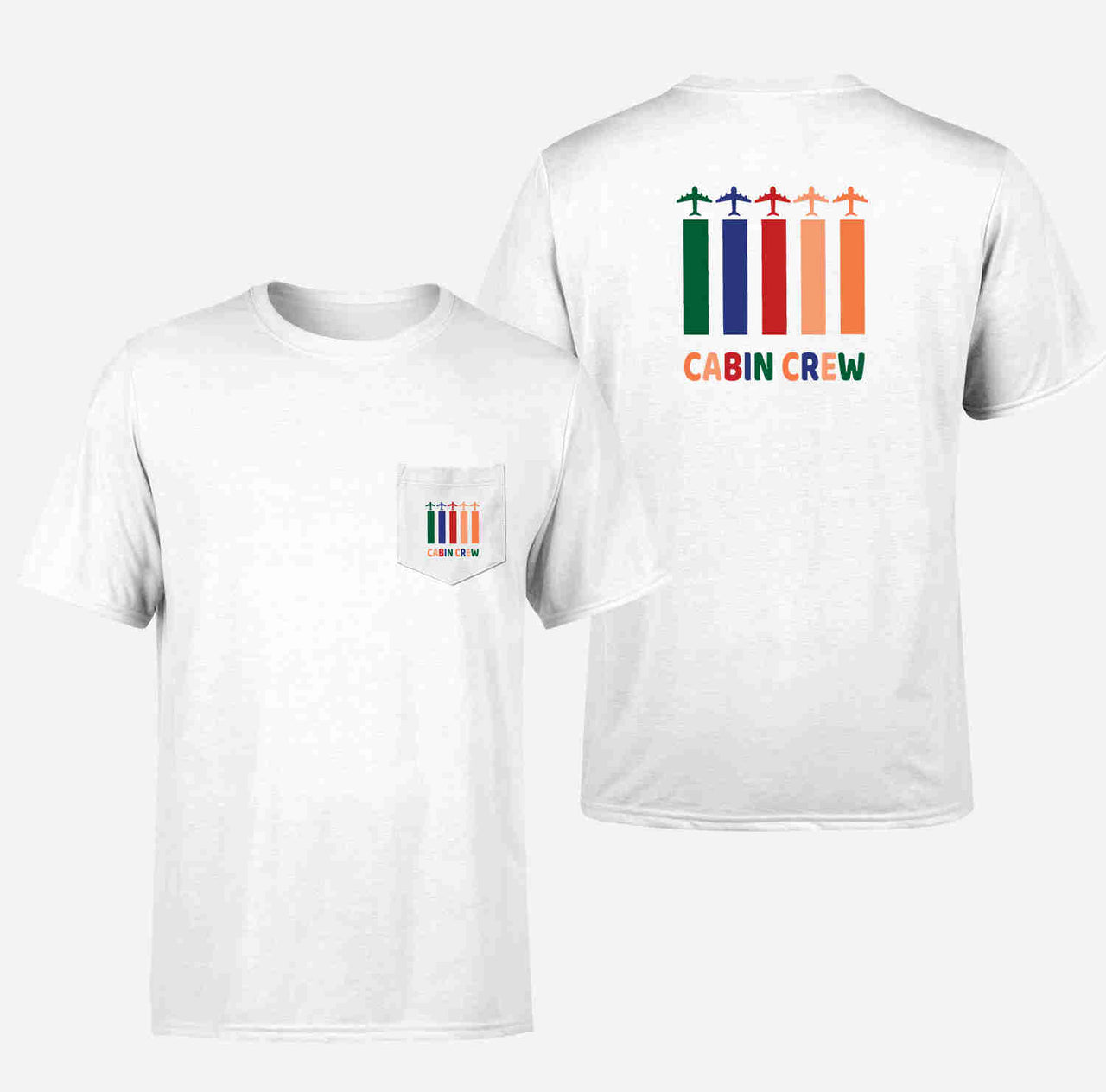 Colourful Cabin Crew Designed Pocket T-Shirts