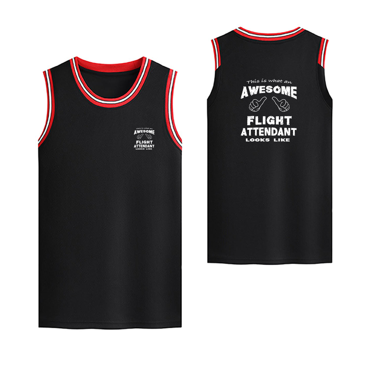 Flight Attendant Designed Basketball Style Sports Tank Tops