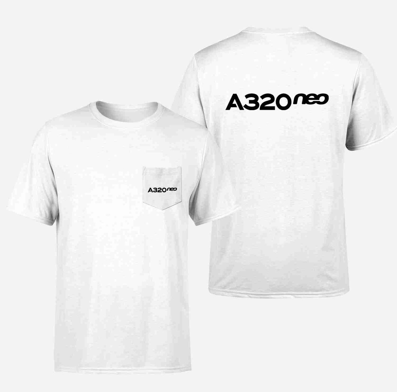 A320neo & Text Designed Pocket T-Shirts