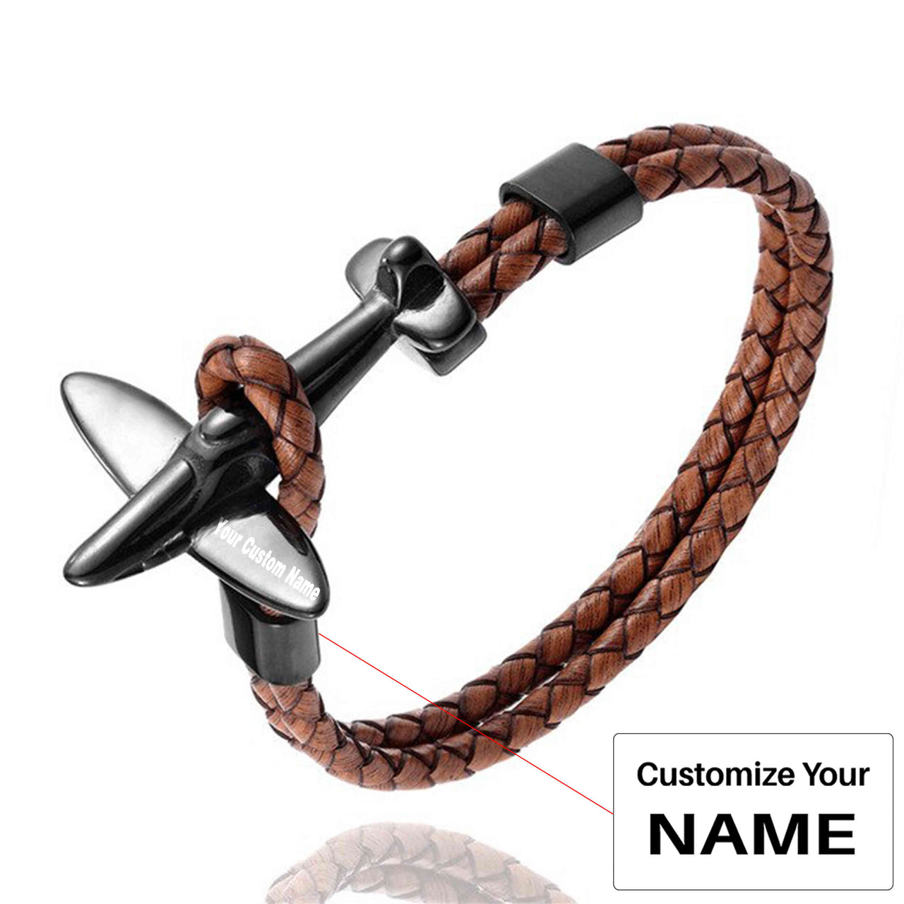 Small Airplane Designed Leather Bracelets