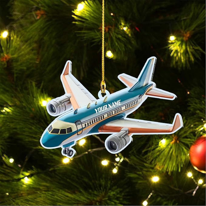 Personalized Airplane (4) Ornaments for Christmas Tree