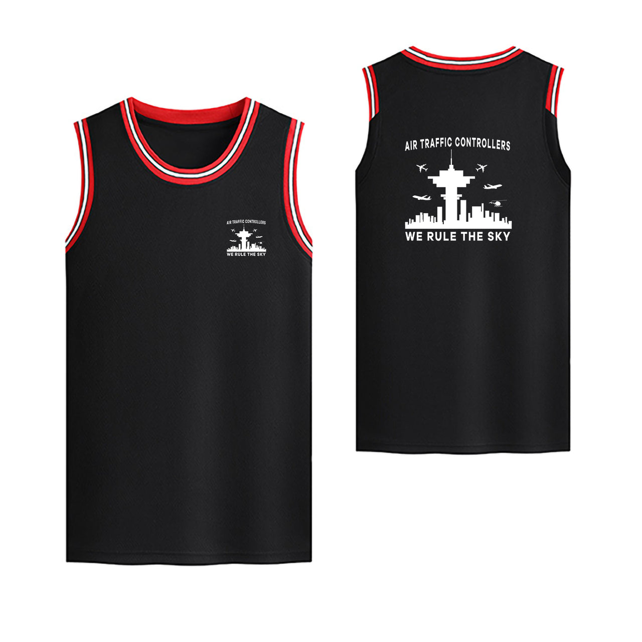 Air Traffic Controllers - We Rule The Sky Designed Basketball Style Sports Tank Tops