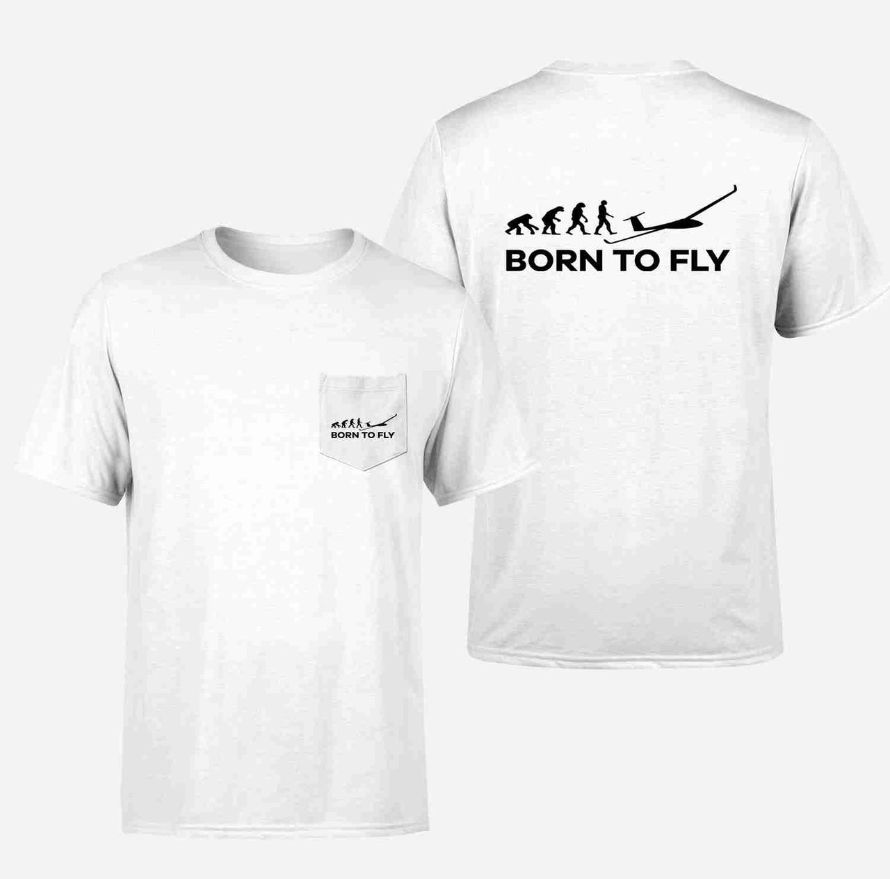 Born To Fly Glider Designed Pocket T-Shirts