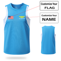 Thumbnail for Your Custom Name & Flag (Badge 4) Designed Sleveless Quick Dry Sports Tank Tops