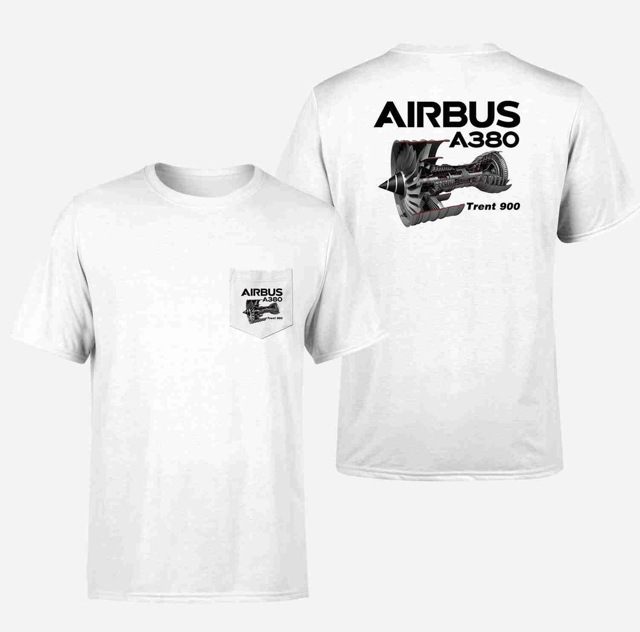 Airbus A380 & Trent 900 Engine Designed Pocket T-Shirts