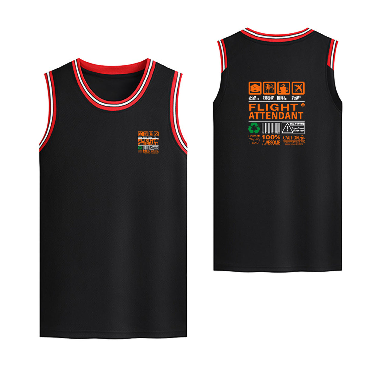 Flight Attendant Label Designed Basketball Style Sports Tank Tops