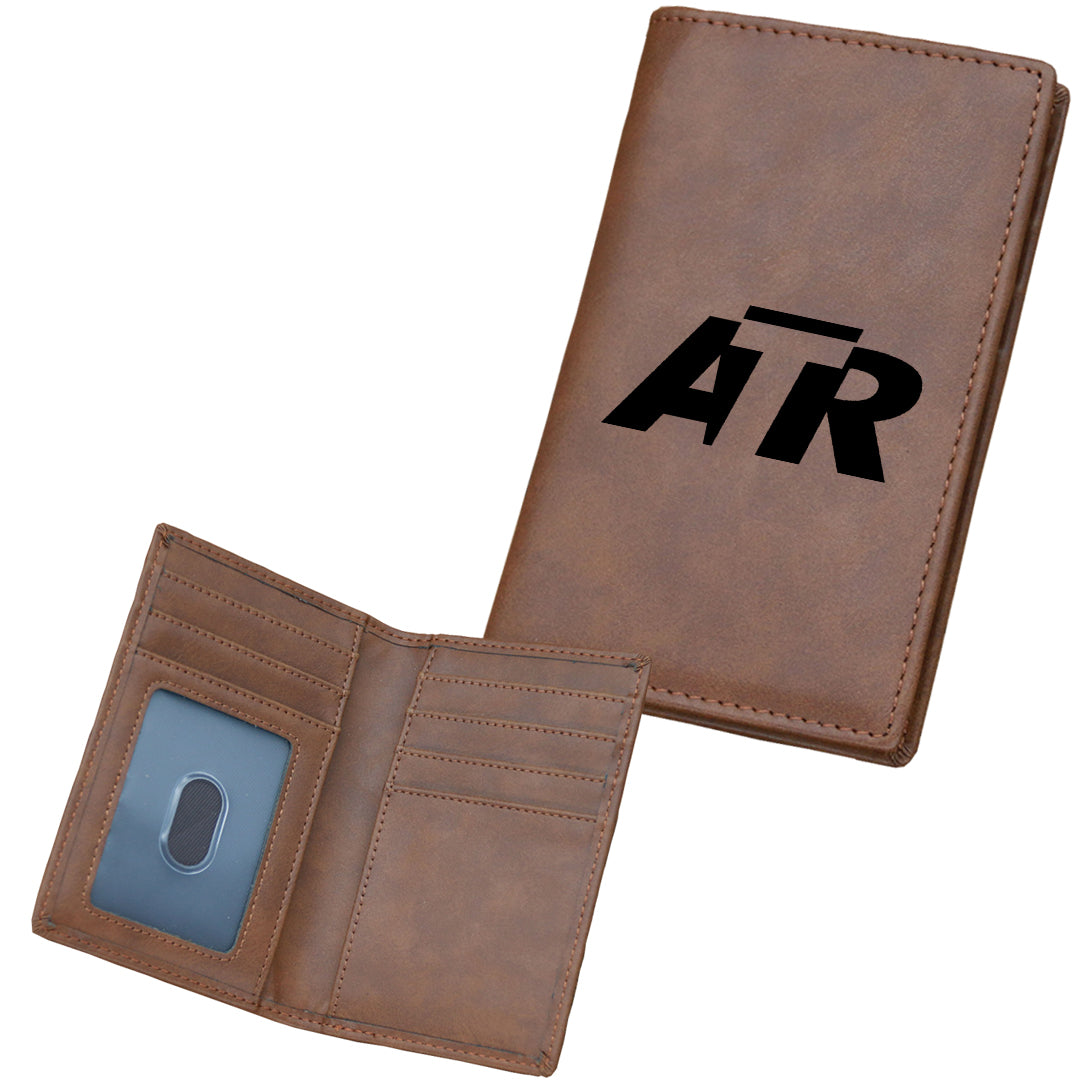 ATR & Text Designed Leather Card Holder Wallets