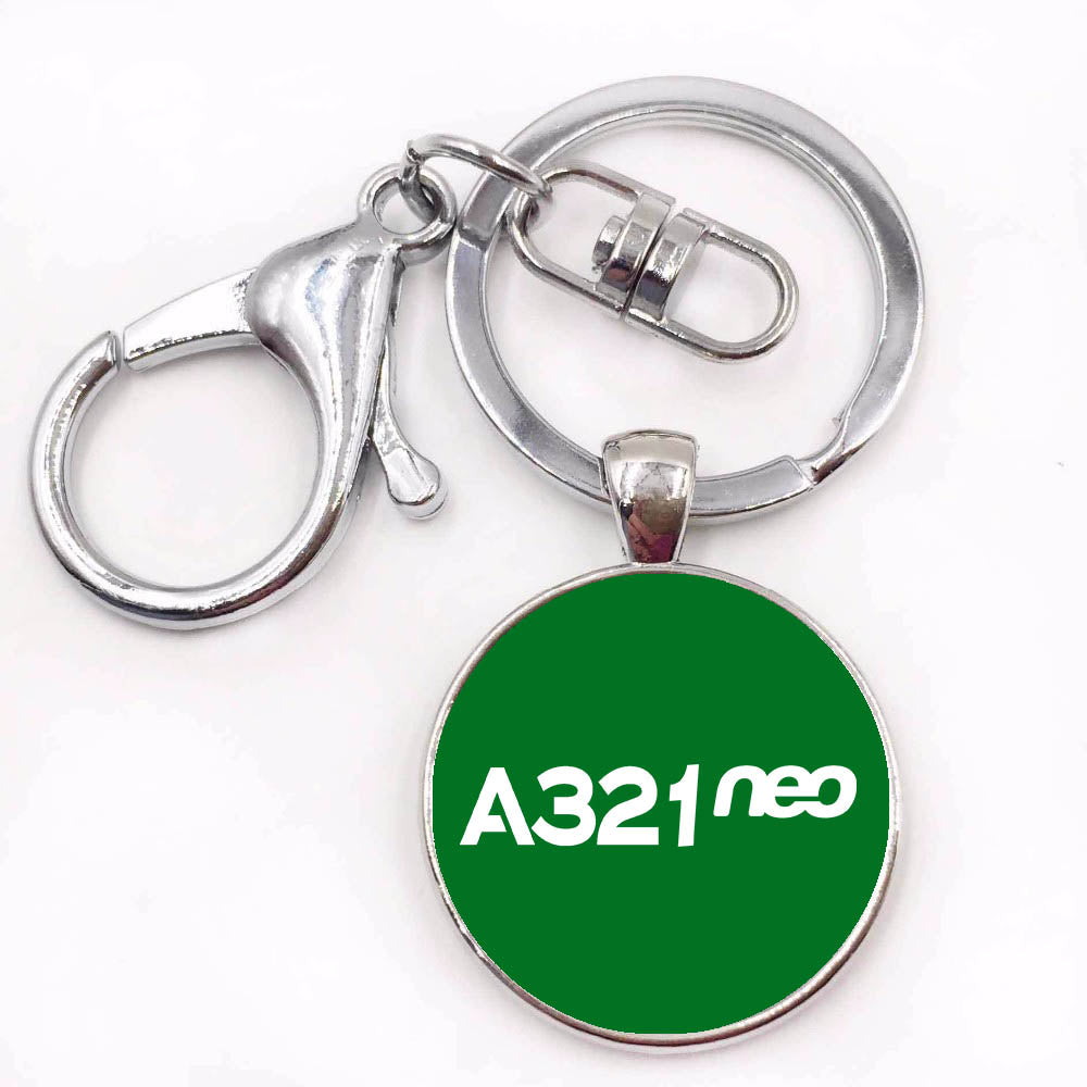 A321neo & Text Designed Circle Key Chains