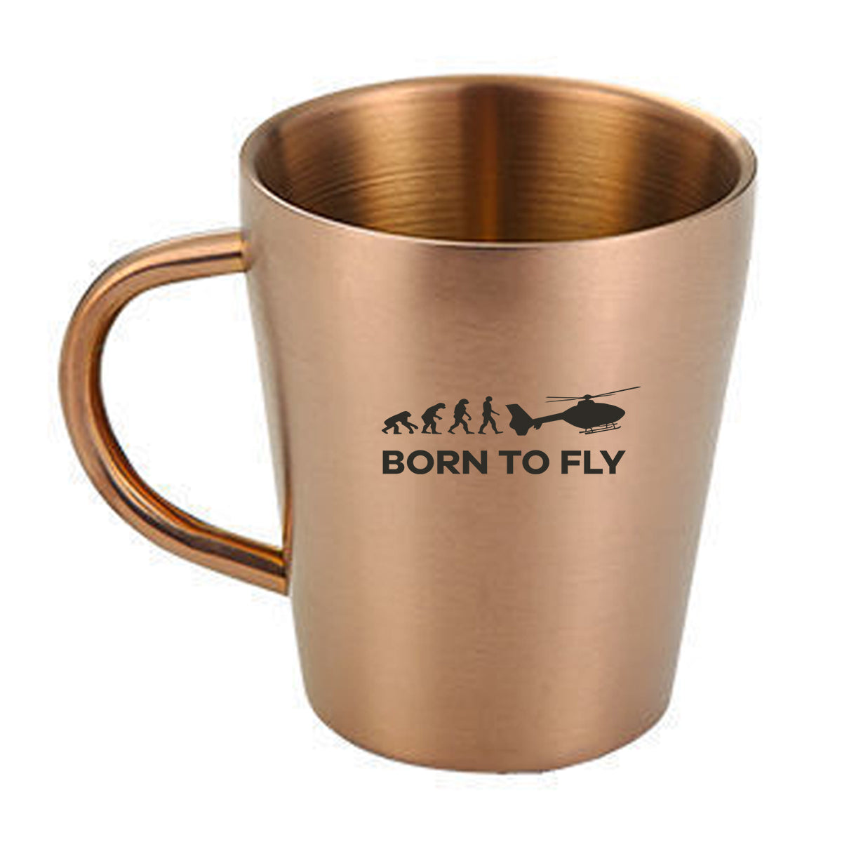 Born To Fly Helicopter Designed Stainless Steel Coffee Mugs