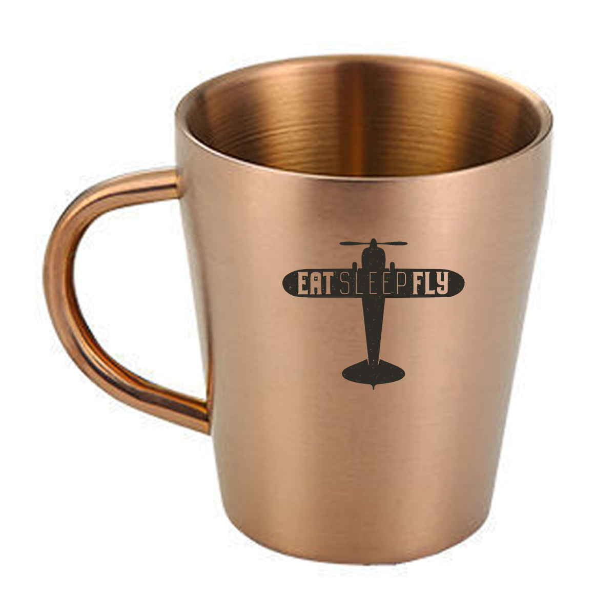 Eat Sleep Fly & Propeller Designed Stainless Steel Coffee Mugs