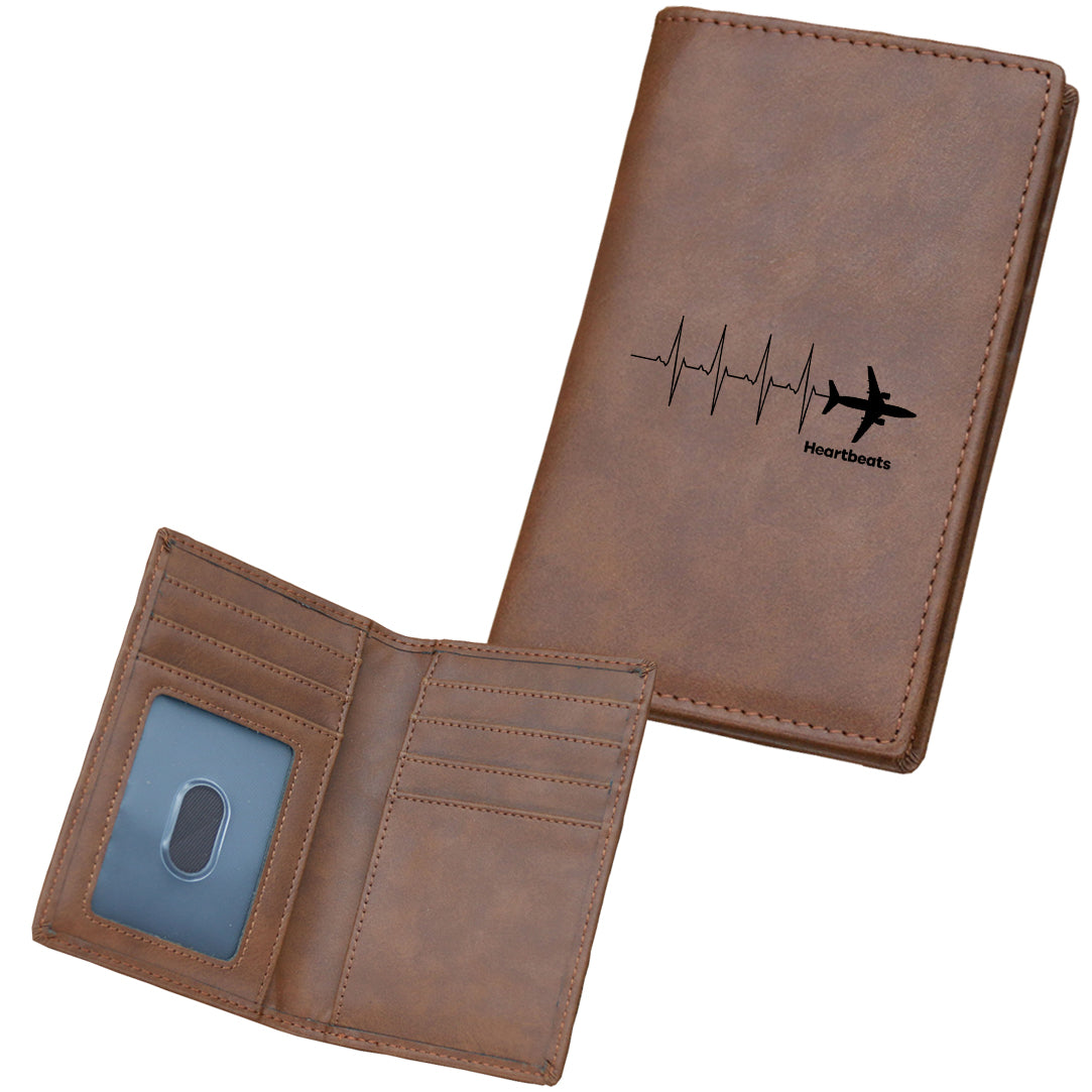 Aviation Heartbeats Designed Leather Card Holder Wallets